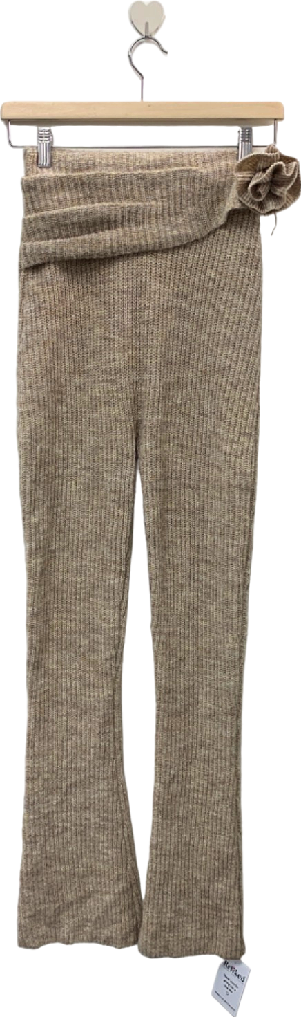 image of Wanderdoll Beige Ribbed Sweater Pants Small