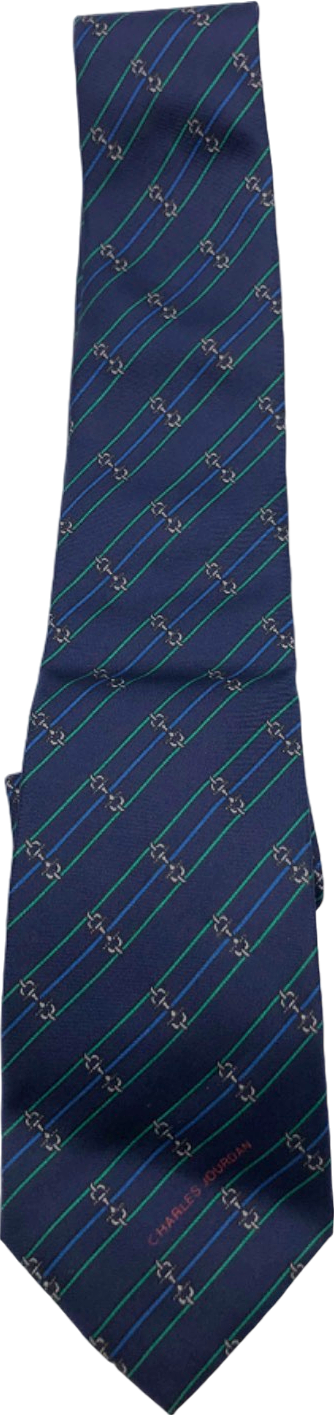 image of Charles Jourdan Navy Blue Striped Tie