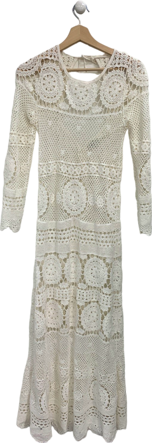 image of Miss June White Crochet Lace Dress UK S