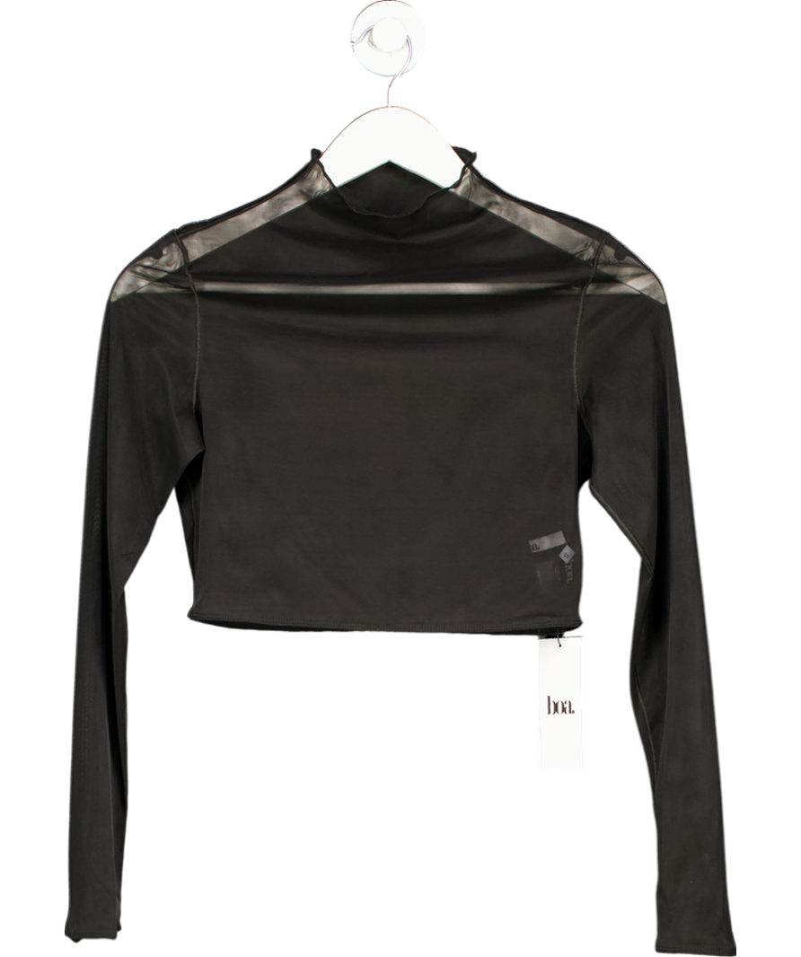 image of BOA Black Mesh Long Sleeve Cropped Top UK S
