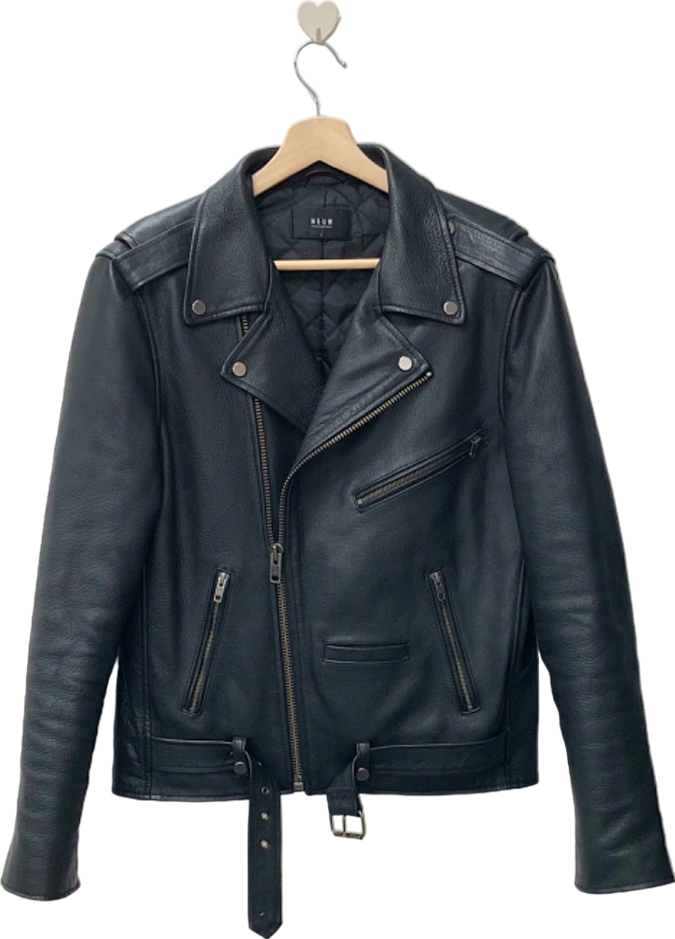 image of Neuw Black Nieuwlandstraat Leather Biker Jacket UK L