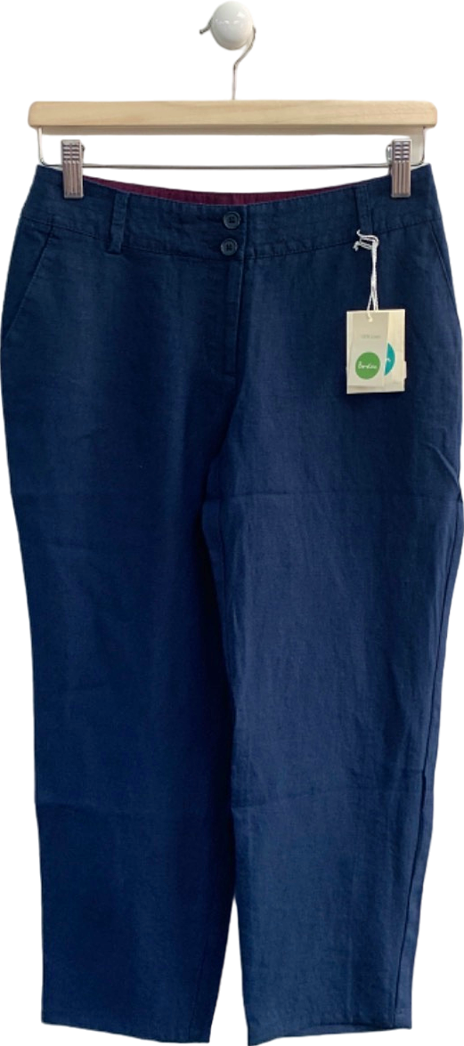 image of Boden Navy Linen Trousers UK 6