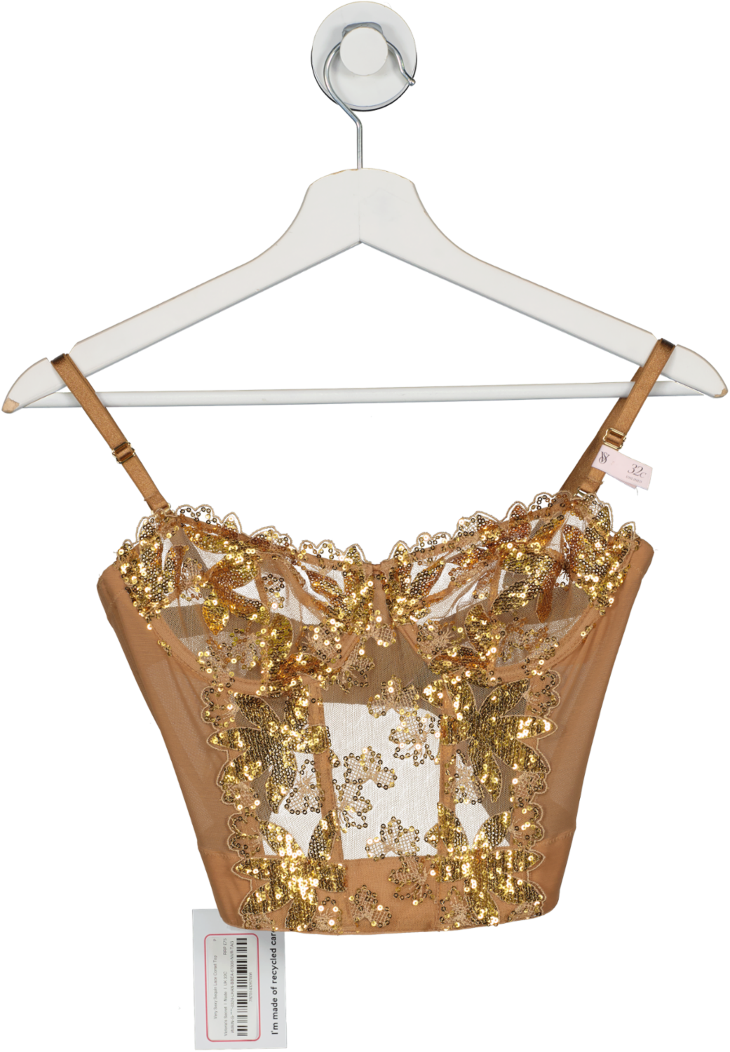 Victoria's Secret Nude Very Sexy Sequin Lace Corset Top BNWT UK