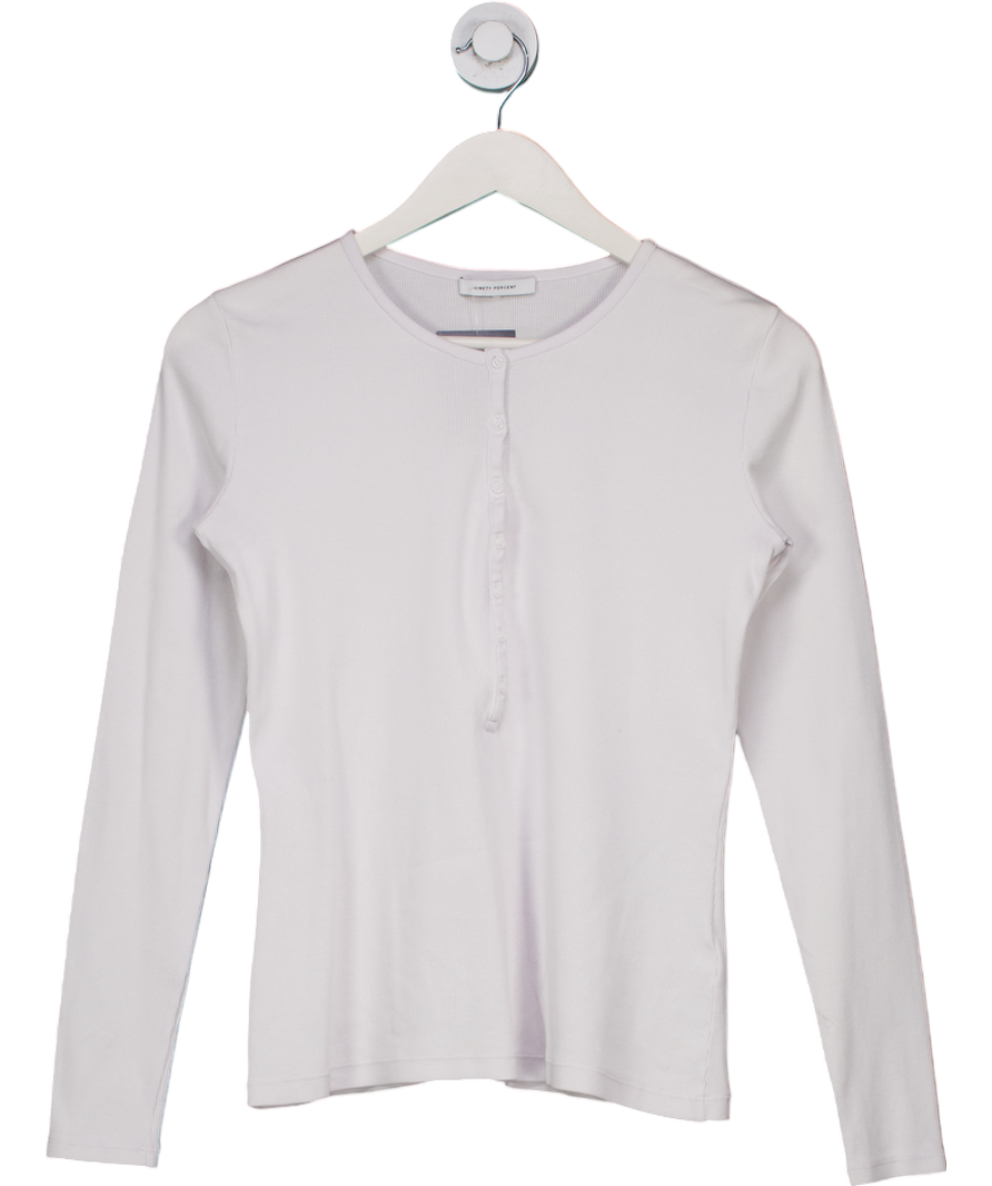 image of NINETY PERCENT Morgan Classic Rib Henley In White UK L