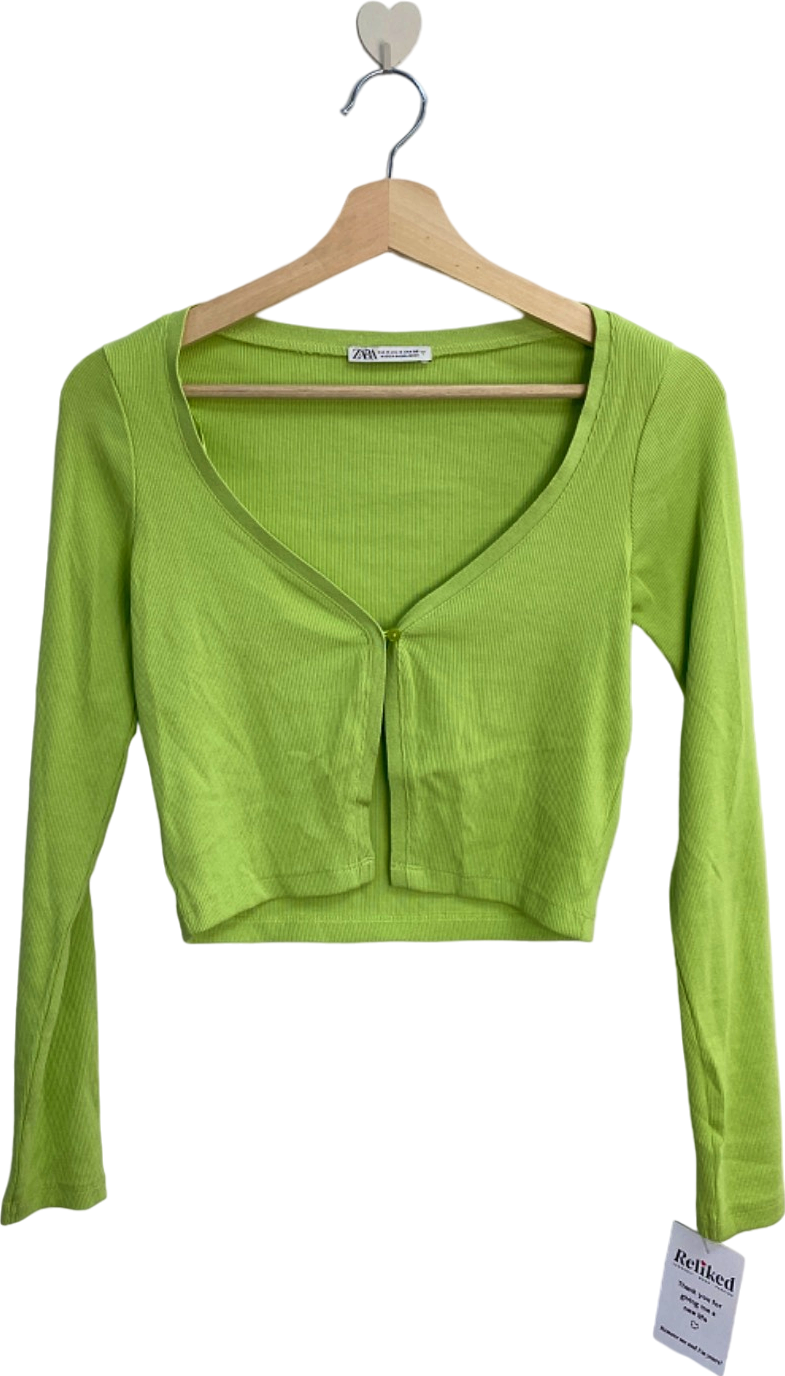 image of Zara Green Ribbed Cardigan UK 8