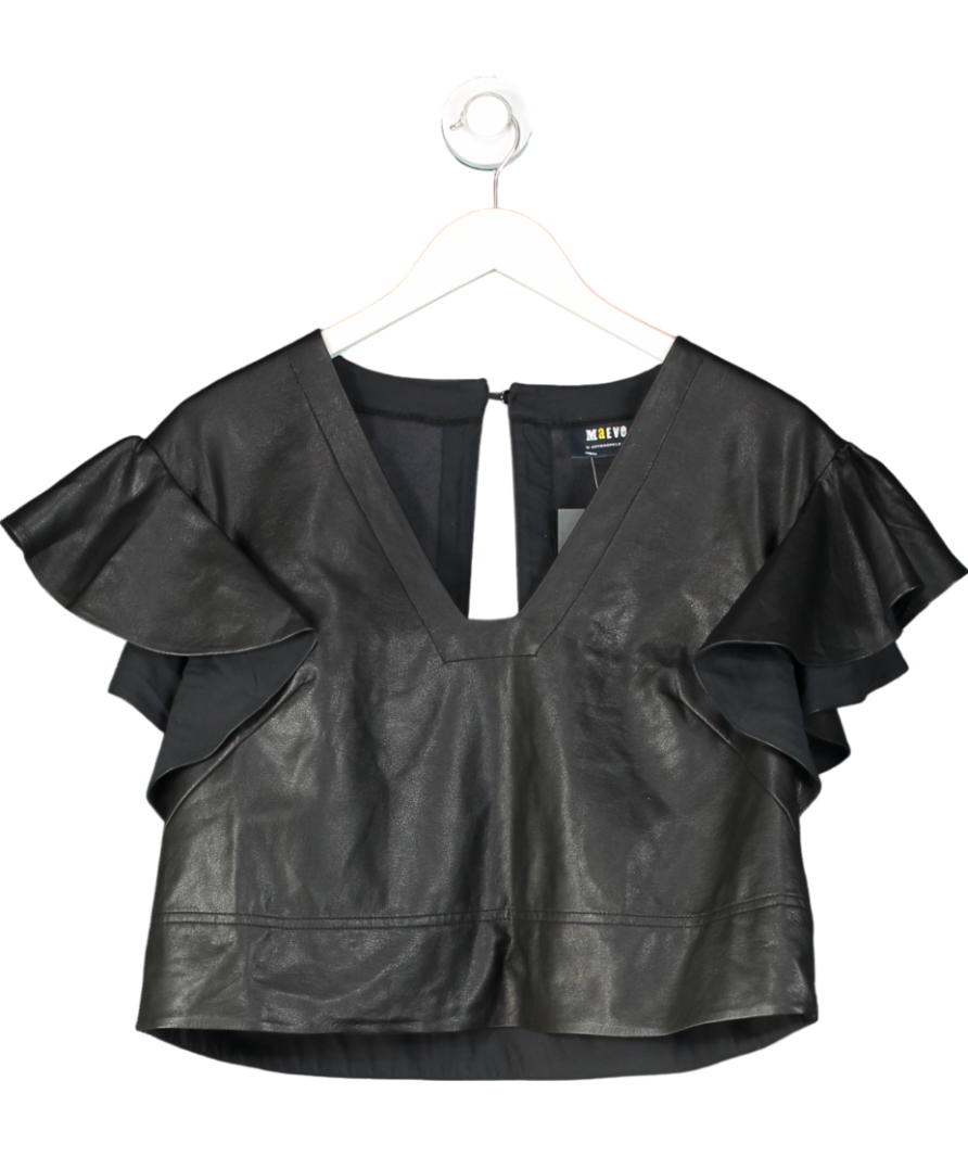image of Anthropologie Black Faux Leather Top UK M