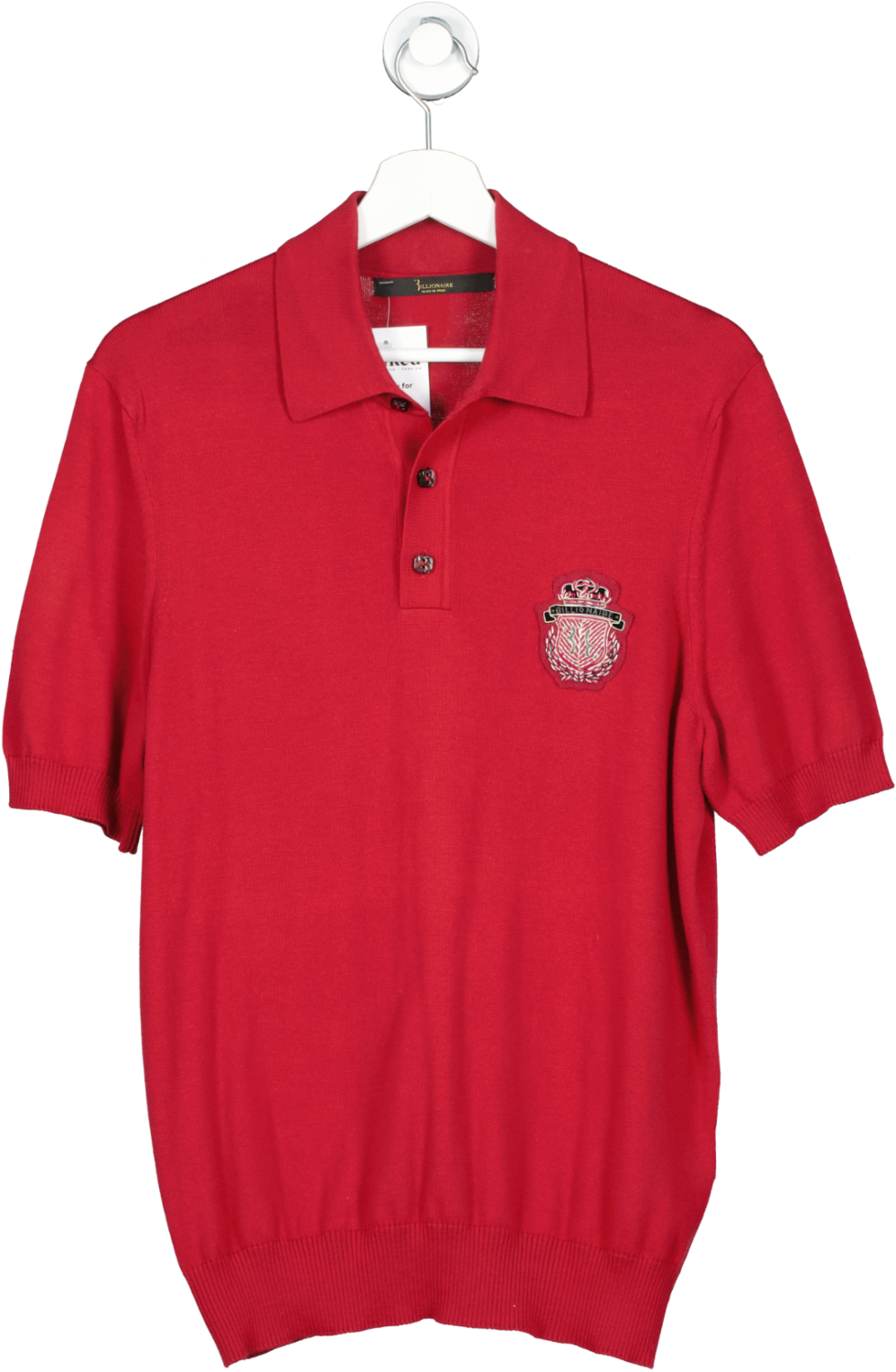 Image of Billionaire Red Burgundy Knit Polo Shirt UK S