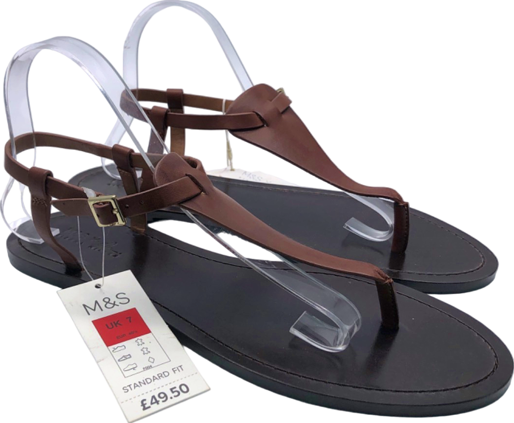 image of M&S Brown Sandals Standard Fit EU 40 UK 7