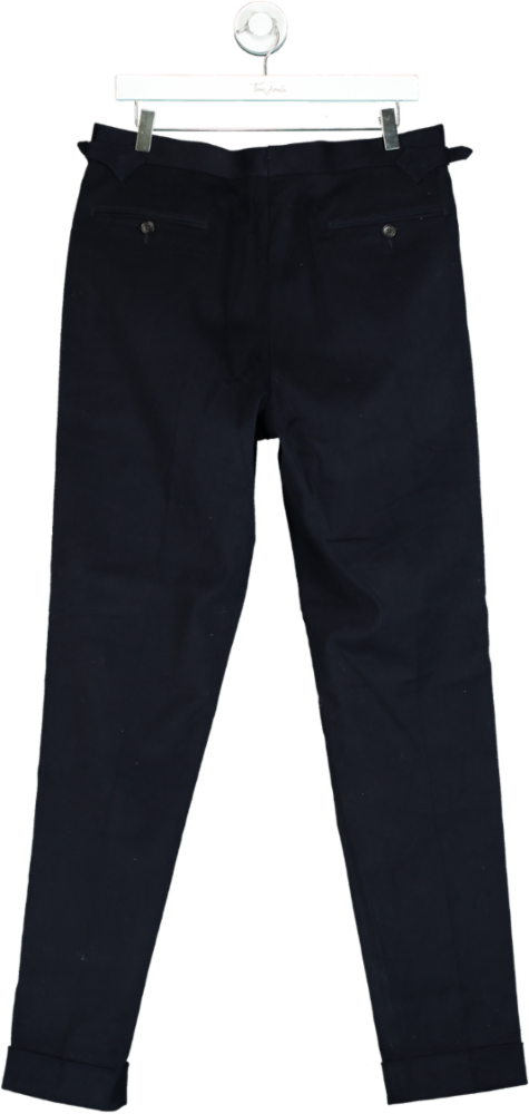 image of Suitsupply Navy Cotton Stretch Trousers UK W34