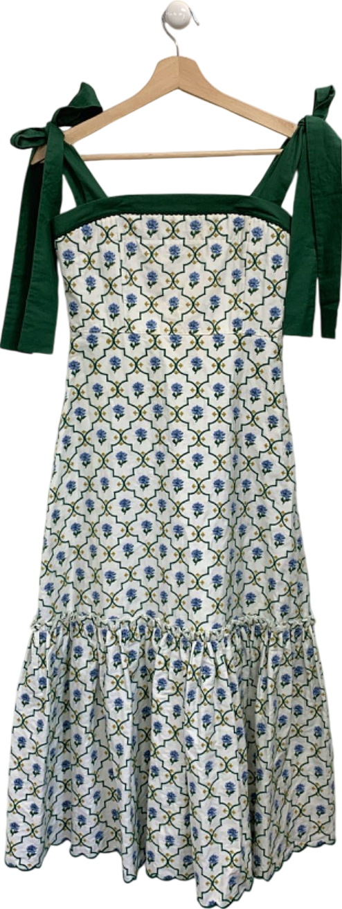 image of Lug Von Siga Green and White Embroidered Dress UK S