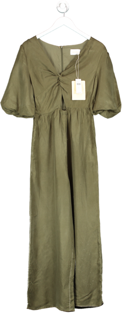 image of Sancia Olive Green Linen/tencel Blend Jumpsuit Bnwt UK S