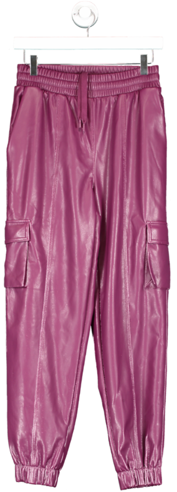 alo yoga Purple Faux Leather Power Hour Joggers UK XS