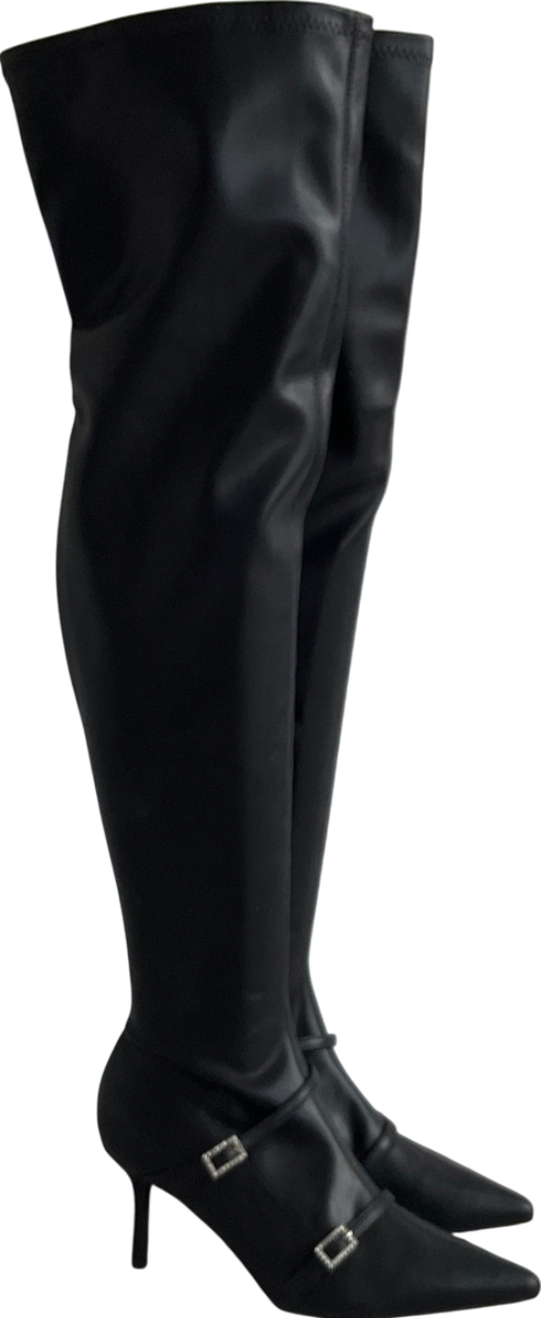 image of Public Desire Black Orion Over The Knee Boots UK 6 EU 39 👠