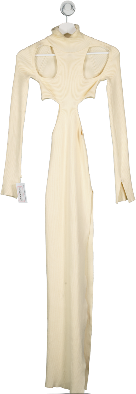 image of Ego Cream Ribbed Cut Out Maxi Dress UK 6