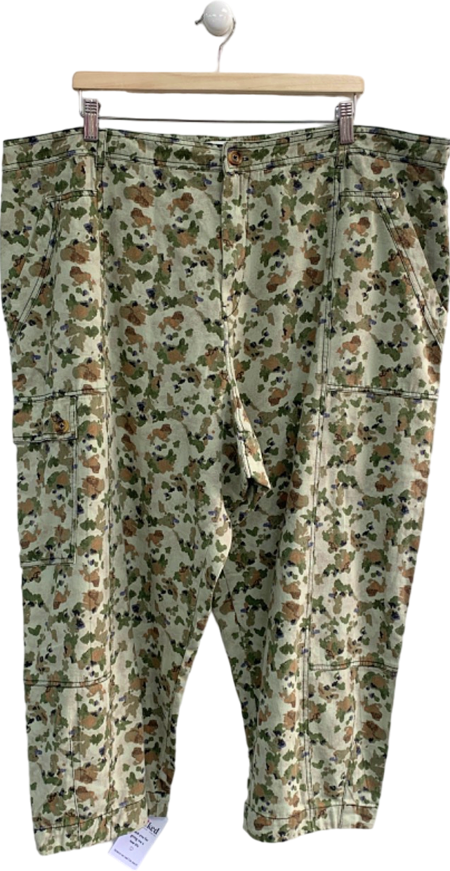 image of Anthropologie Green Camouflage Print Trousers UK 26W