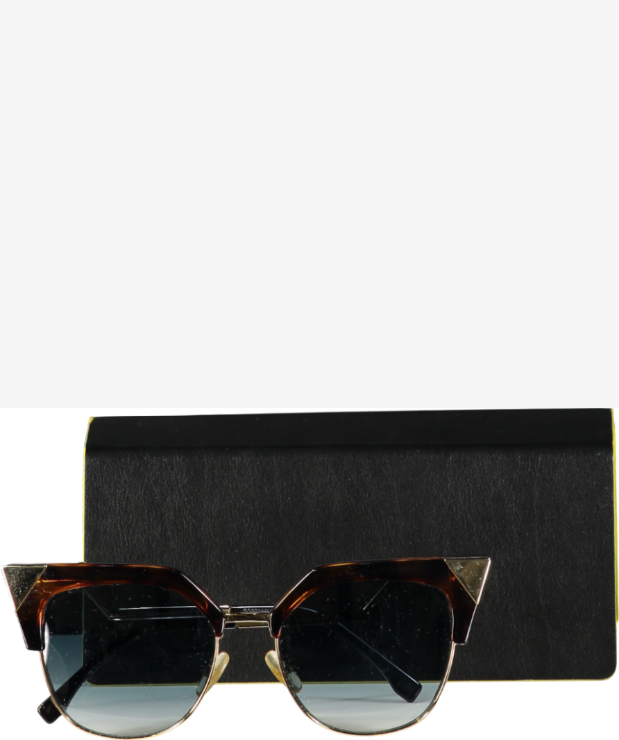 image of Fendi Brown Iridia Sunglasses - Ff 0149/s Cat Eye Havana Gold Tortoise Gradient Lens In Case One Si
