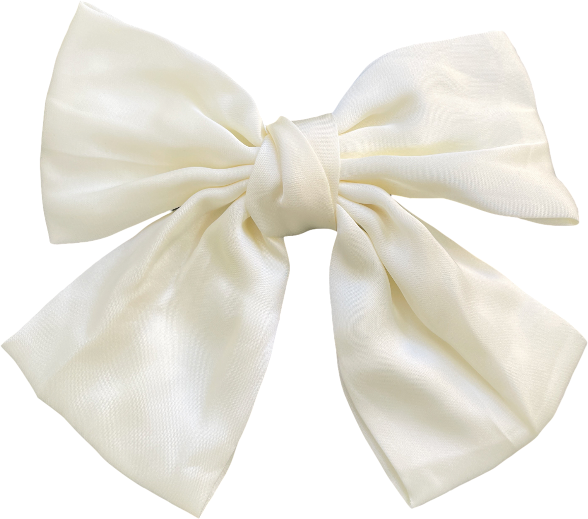 image of Ivory Handmade Satin Oversized Bow Hair Clip One Size