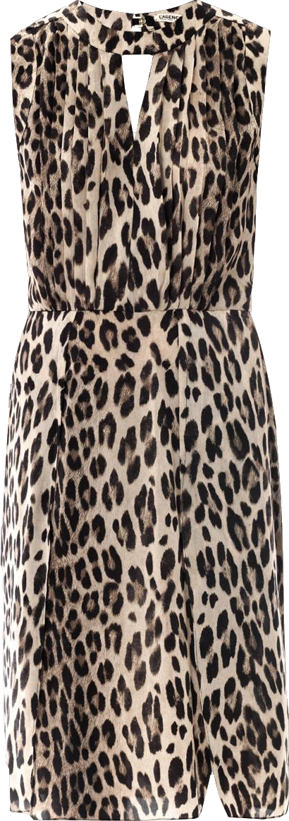 image of L'agence Beige Leopard Print Sleeveless Dress UK 6