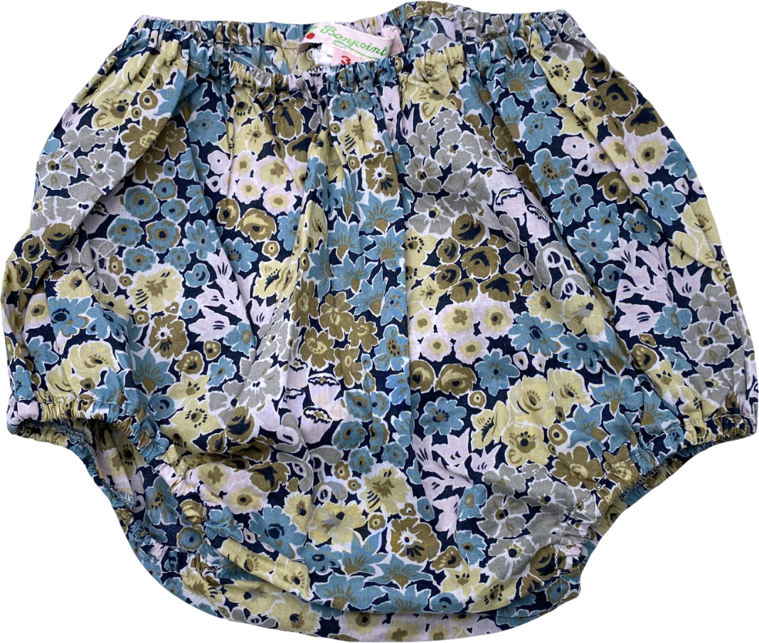 image of Bonpoint Blue Floral Print Bloomers 0-3 Months