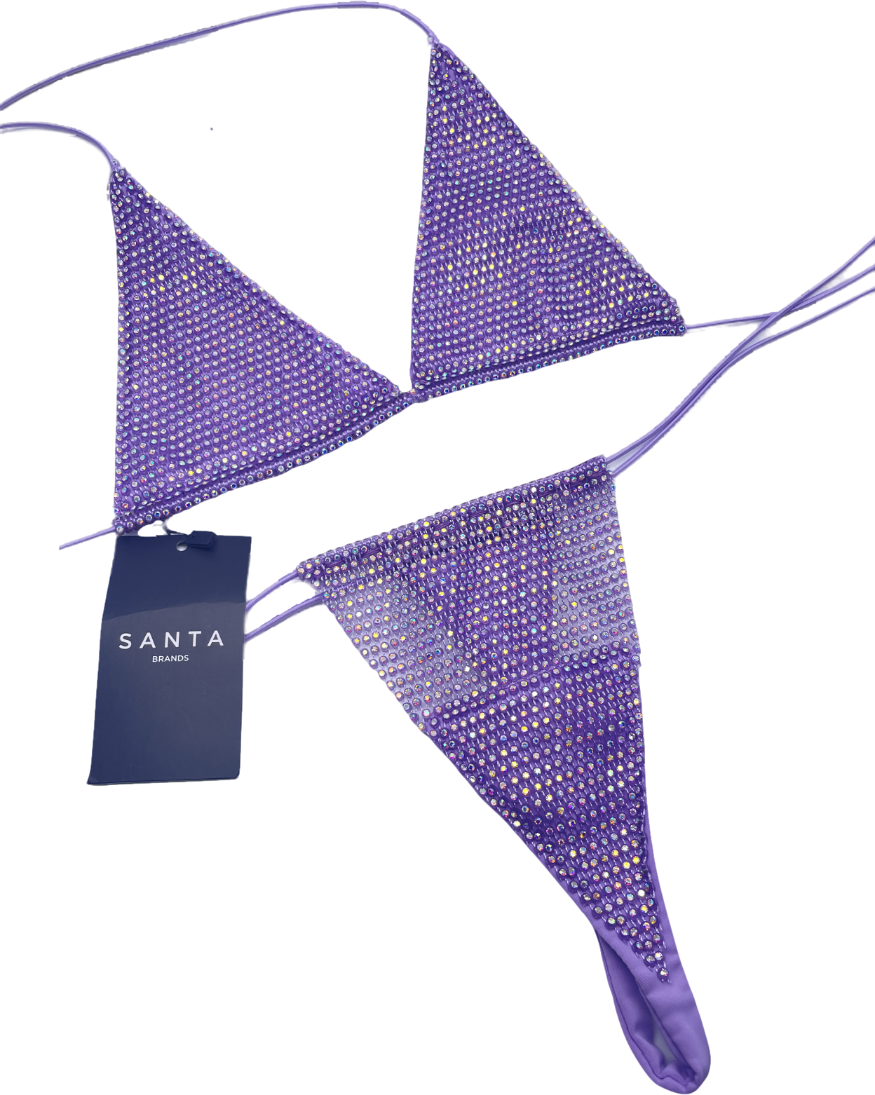 image of santa brands Crystal Embellished Anta Brand Orchid Bikini Set In Purple UK S