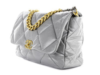 Chanel 19 Large, Grey Leather, Preowned in Dustbag WA001