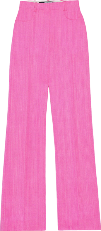 Image of JACQUEMUS Pink Le Pantalon Sauge Les Classiques High-waisted Flare Pants. UK 8