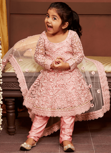 Embroidered Kids Pant Style Anarkali