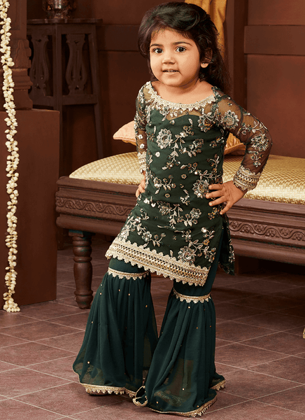 Kids Embroidered Gharara Suit
