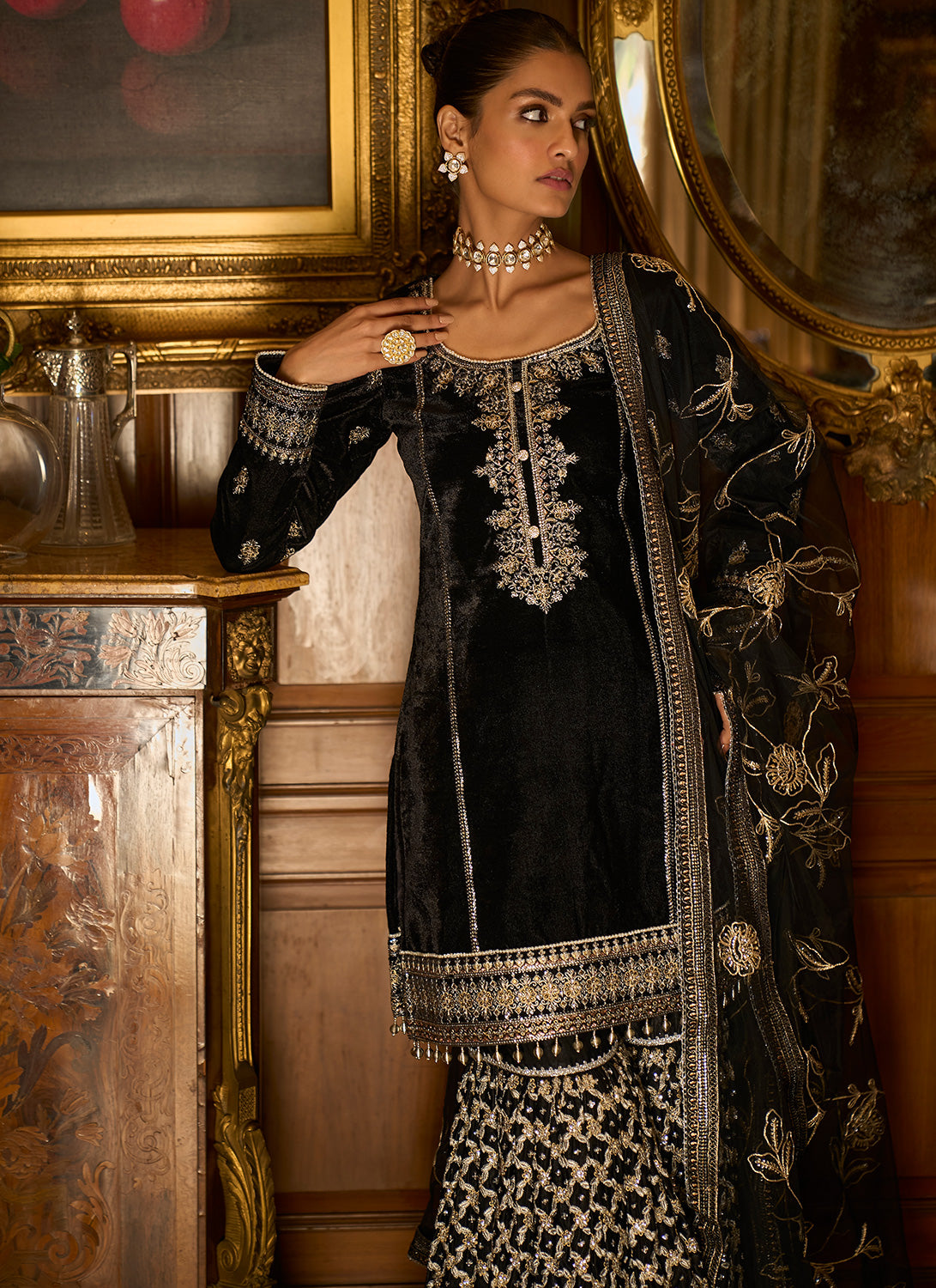 Designer Velvet Embroidery Work Sharara Palazzo at Rs 2749 | Sharara Suit |  ID: 2849292155948