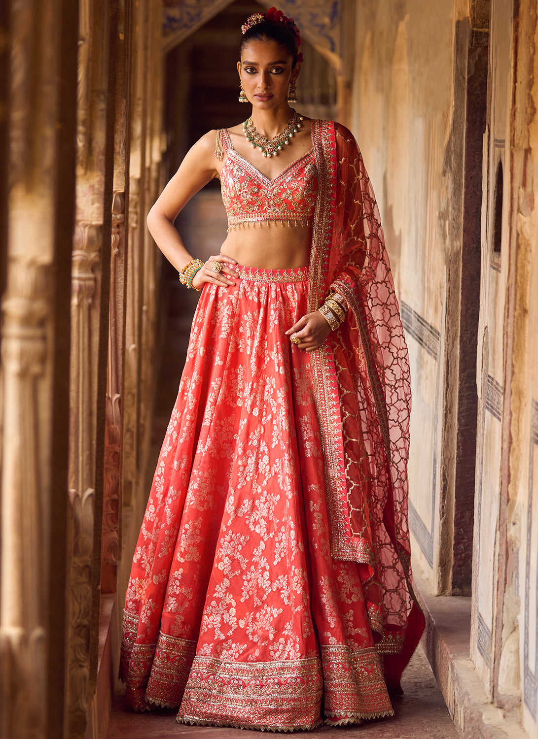 Brocade Lehenga With Silk Blouse And Banarasi Silk Dupatta-ISKWLH04054 |  Ishaanya Fashion