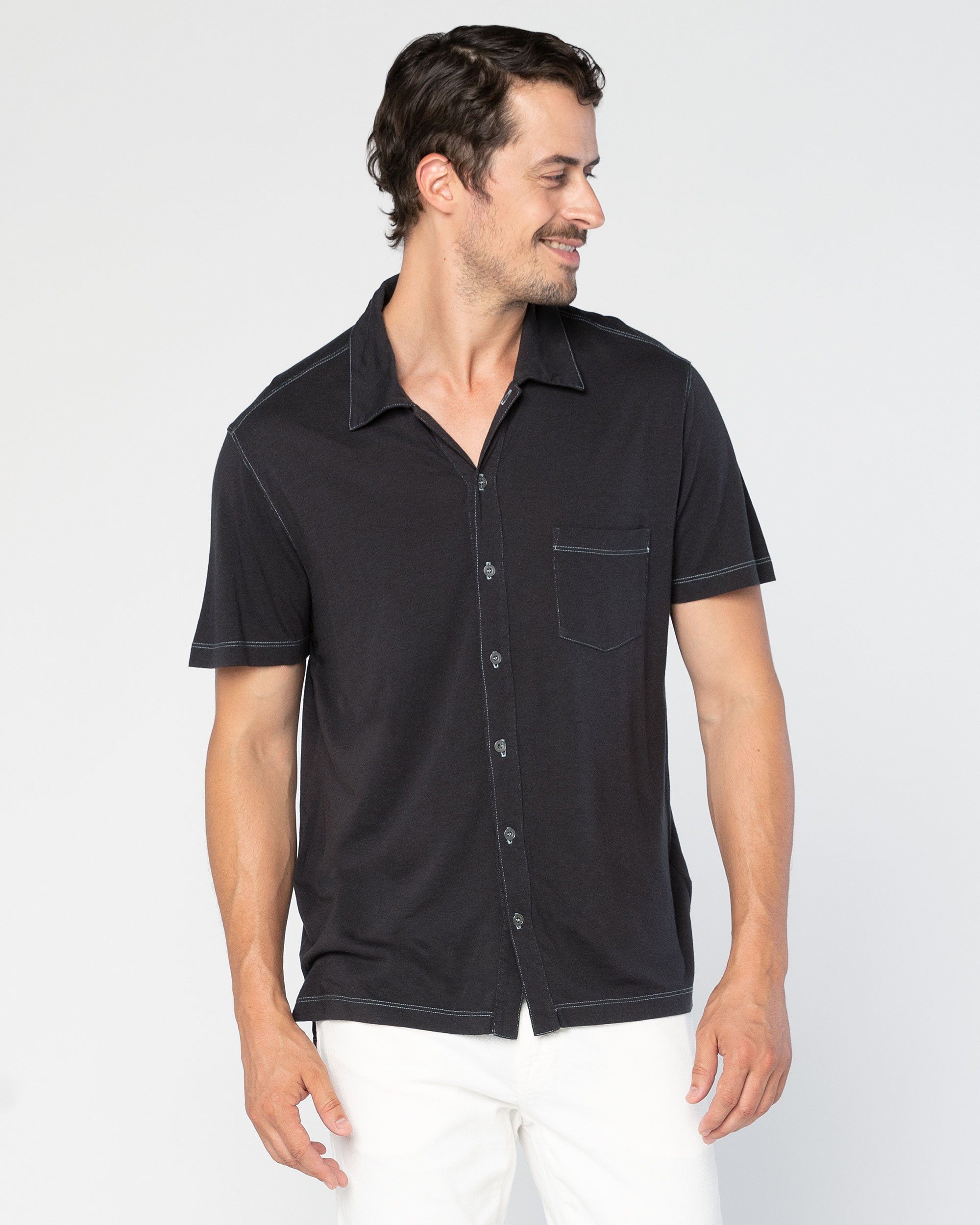 Fort Point Full-Button Polo – Agave Denim