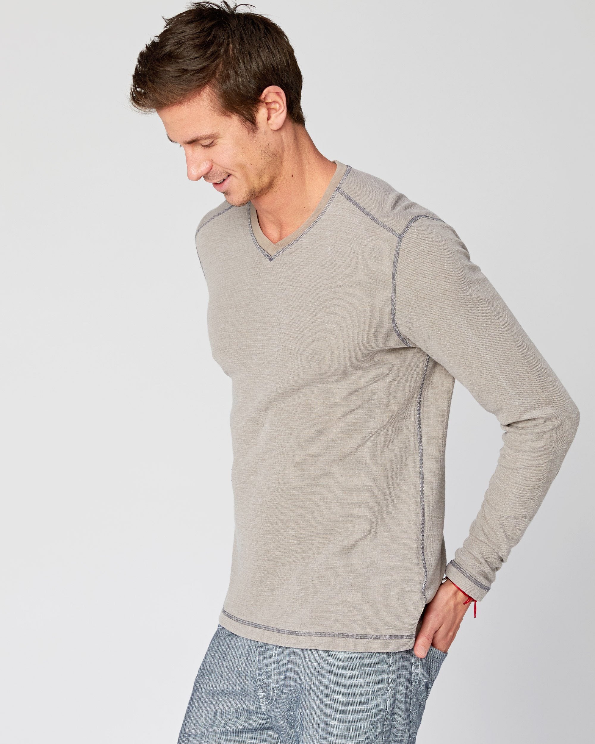 Traske Long Sleeve V Neck – Agave Denim