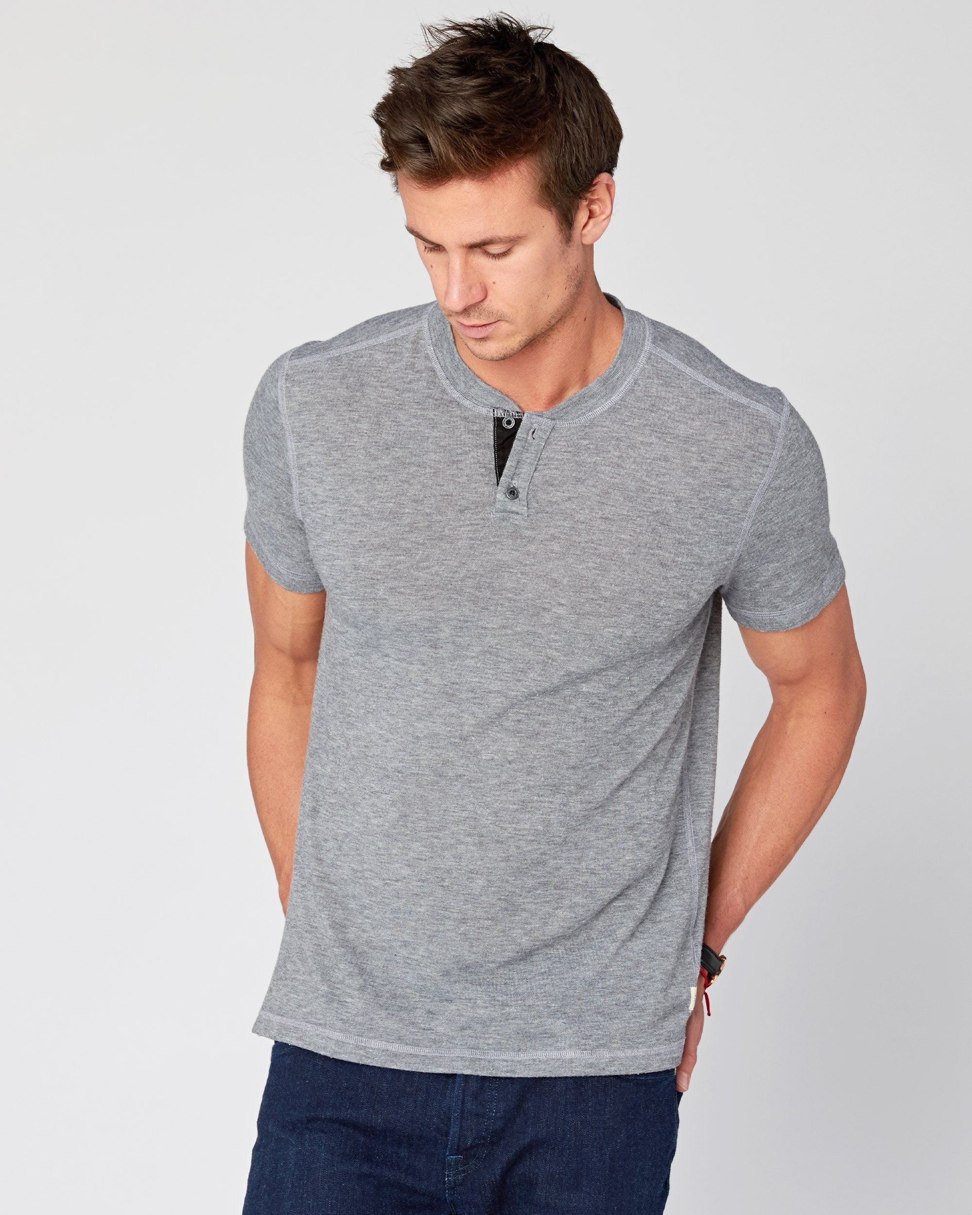 Crane Short Sleeve Henley – Agave Denim