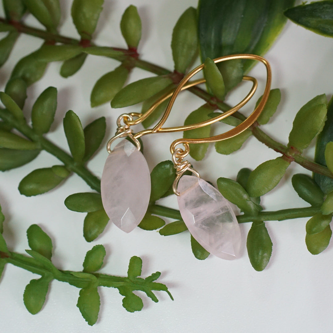 Marquise Rose Quartz Earrings