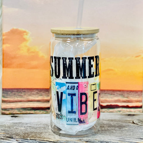 Summer Vibes Glass Tumbler