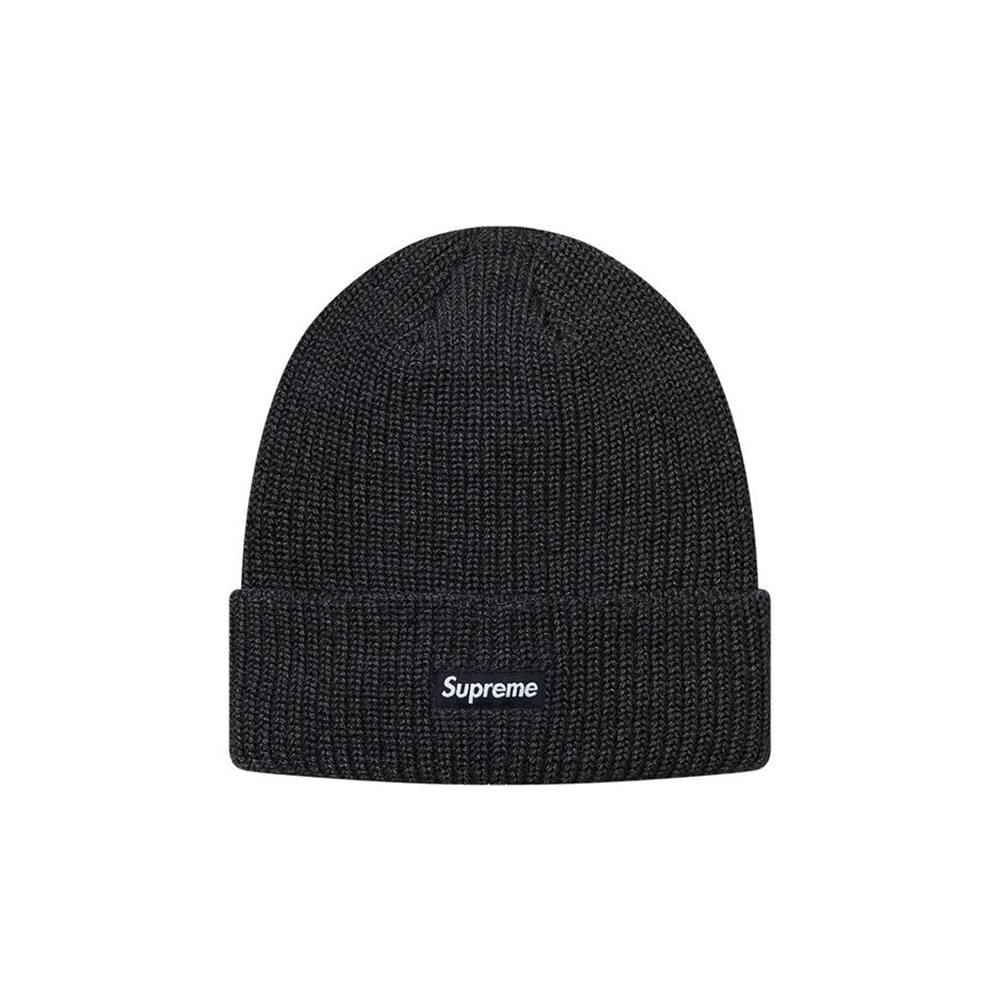 Supreme Heather Loose Gauge Box Logo Beanie Heather Navy | PLUS