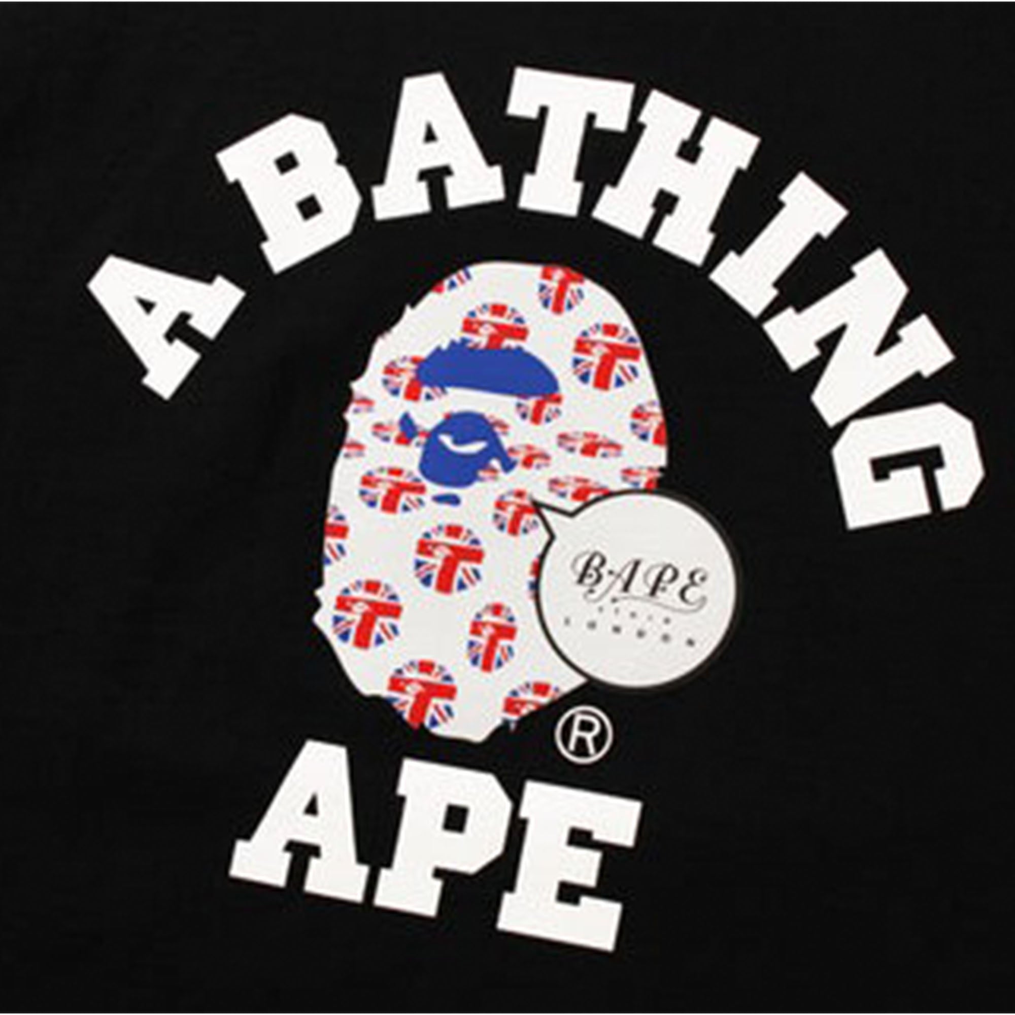 BAPE London Reflector Union Jack College Tee Black | PLUS