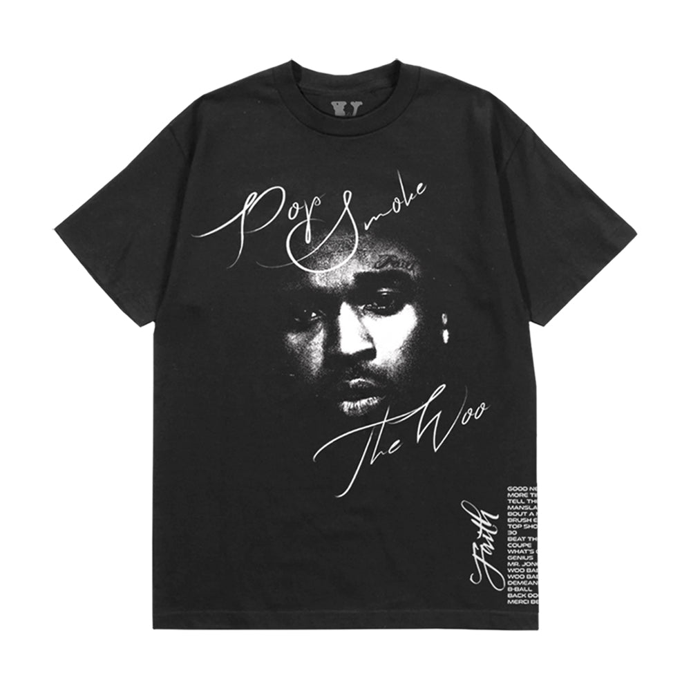 新品]Pop Smoke x Vlone Smoke Black Tee ⑤-