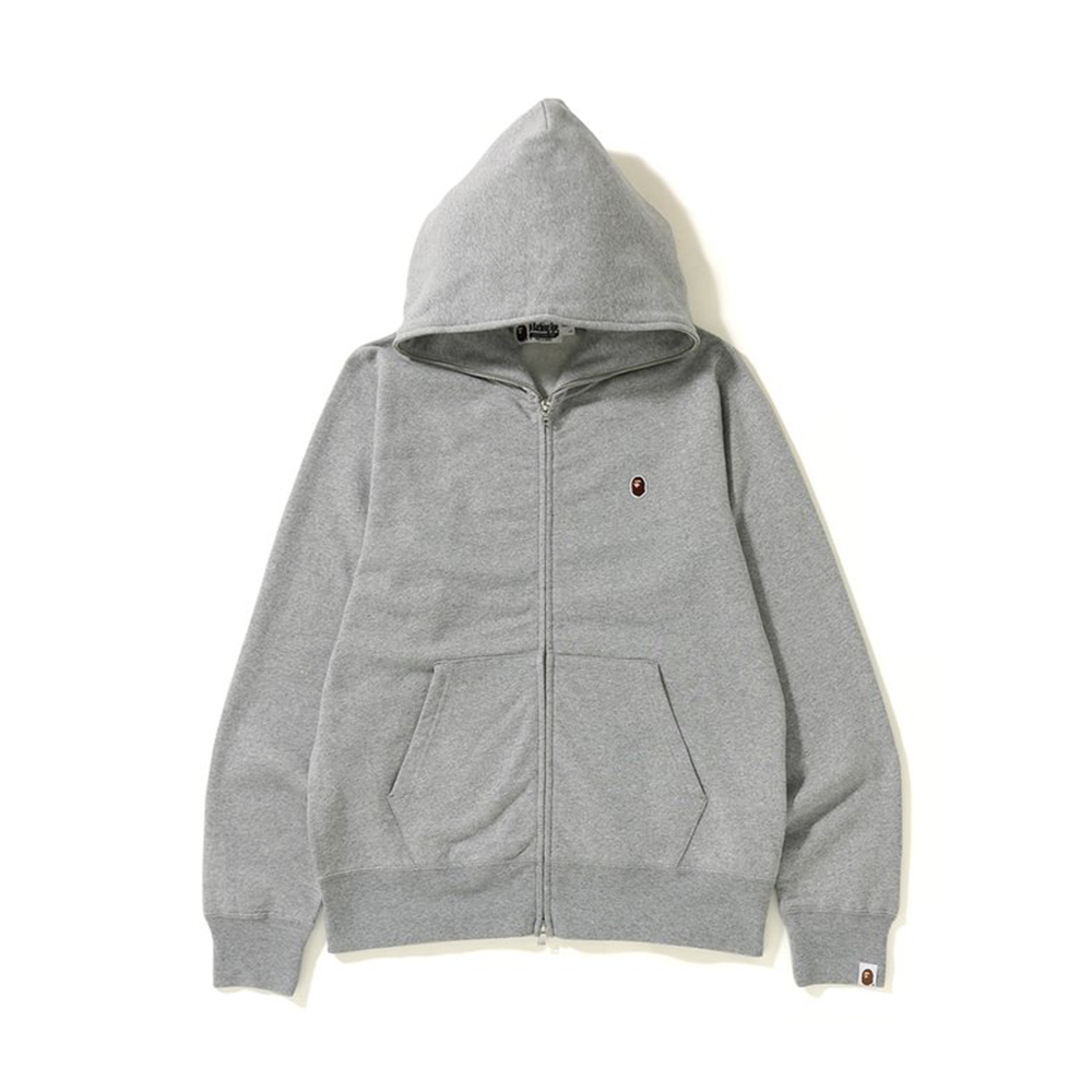 BAPE One Point Full Zip Hoodie Grey | PLUS