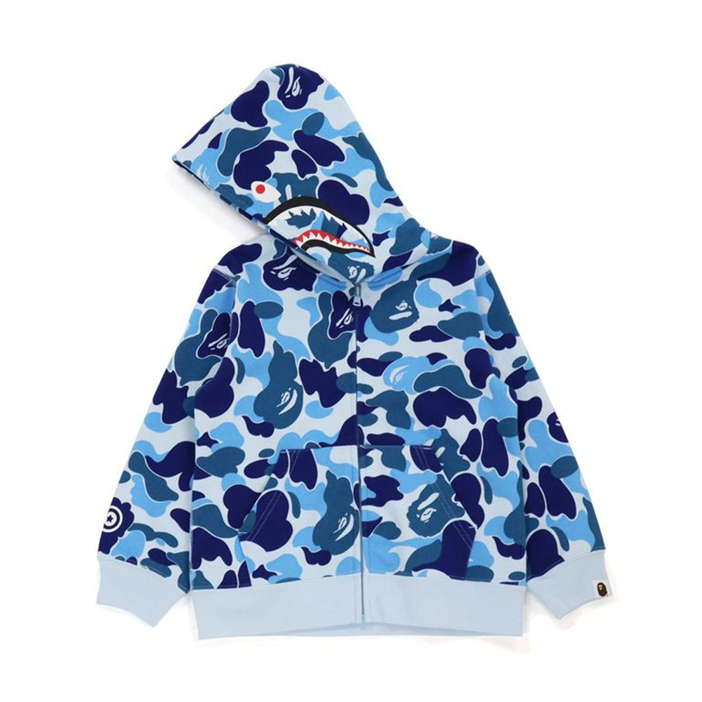 BAPE Big ABC Camo Shark Zip Hoodie (Kids) Blue | PLUS