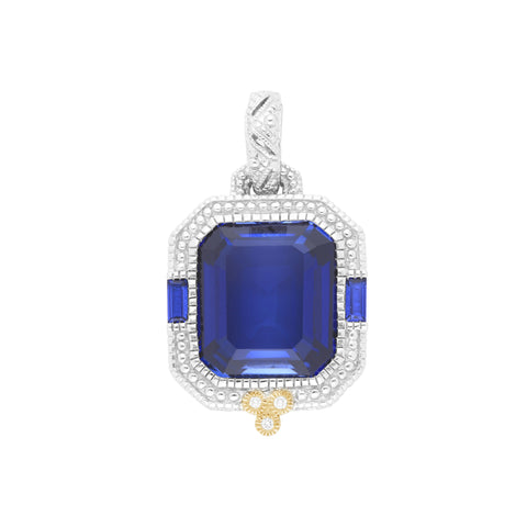 RIPKA Estate Synthetic Blue Sapphire & Diamond Pendant