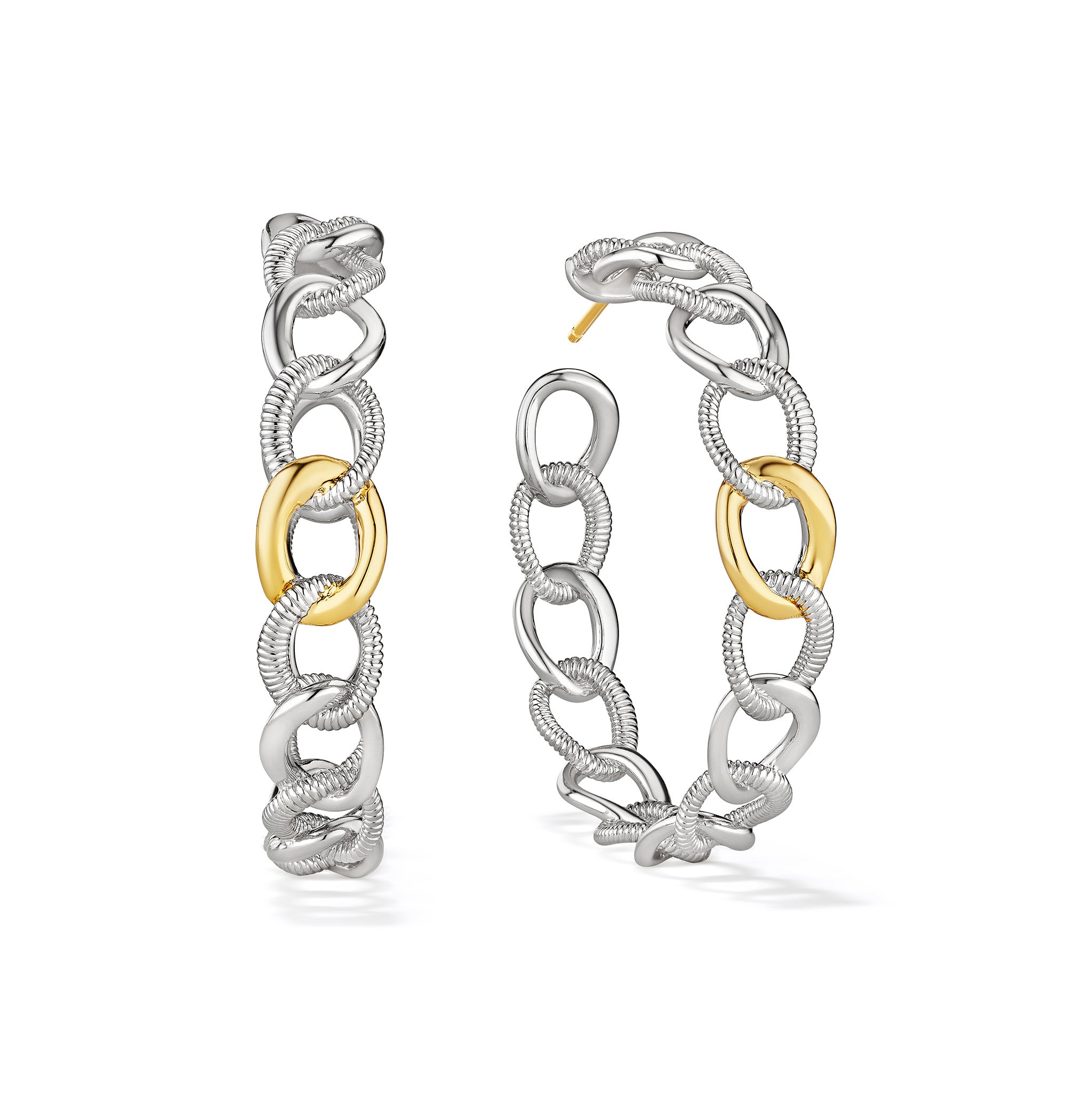 Image of Eternity Interlocking Multi Link Hoop Earrings with 18K Gold