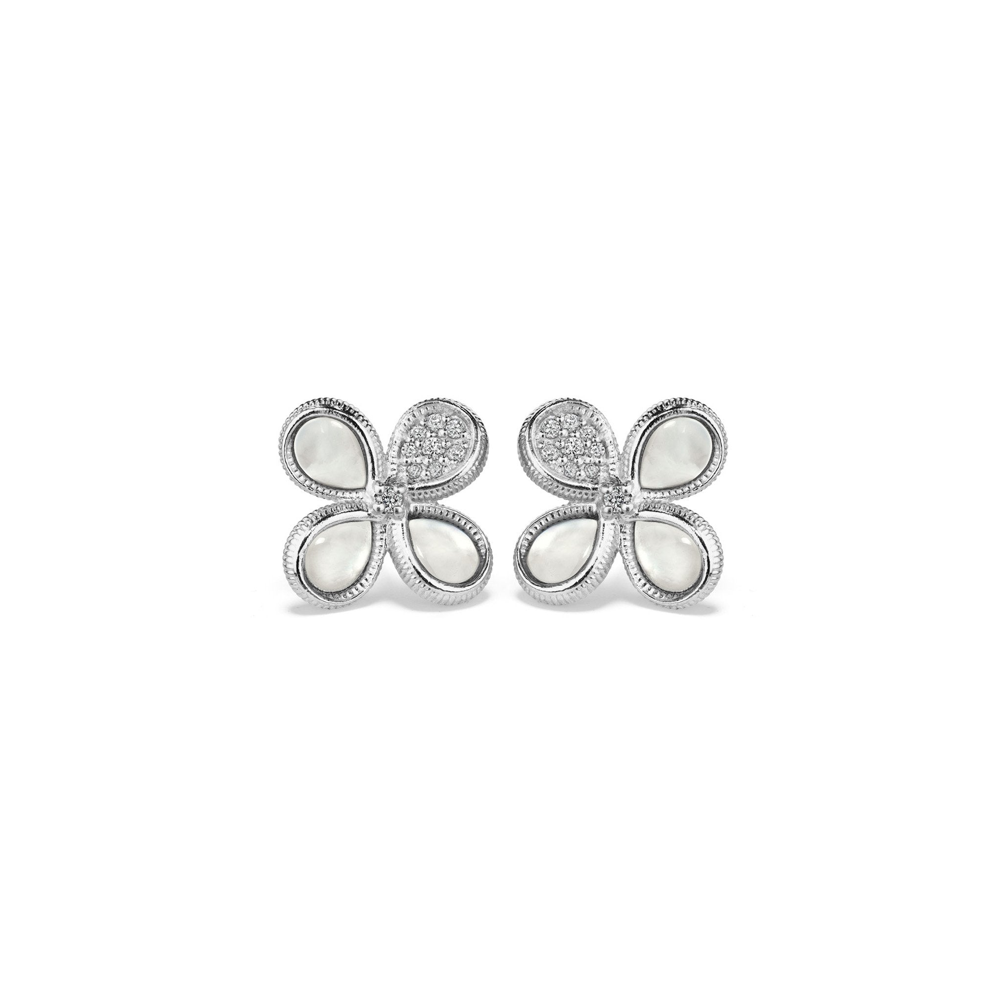 Jardin Stud Earrings with Mother of Pearl and Diamonds – Judith Ripka ...