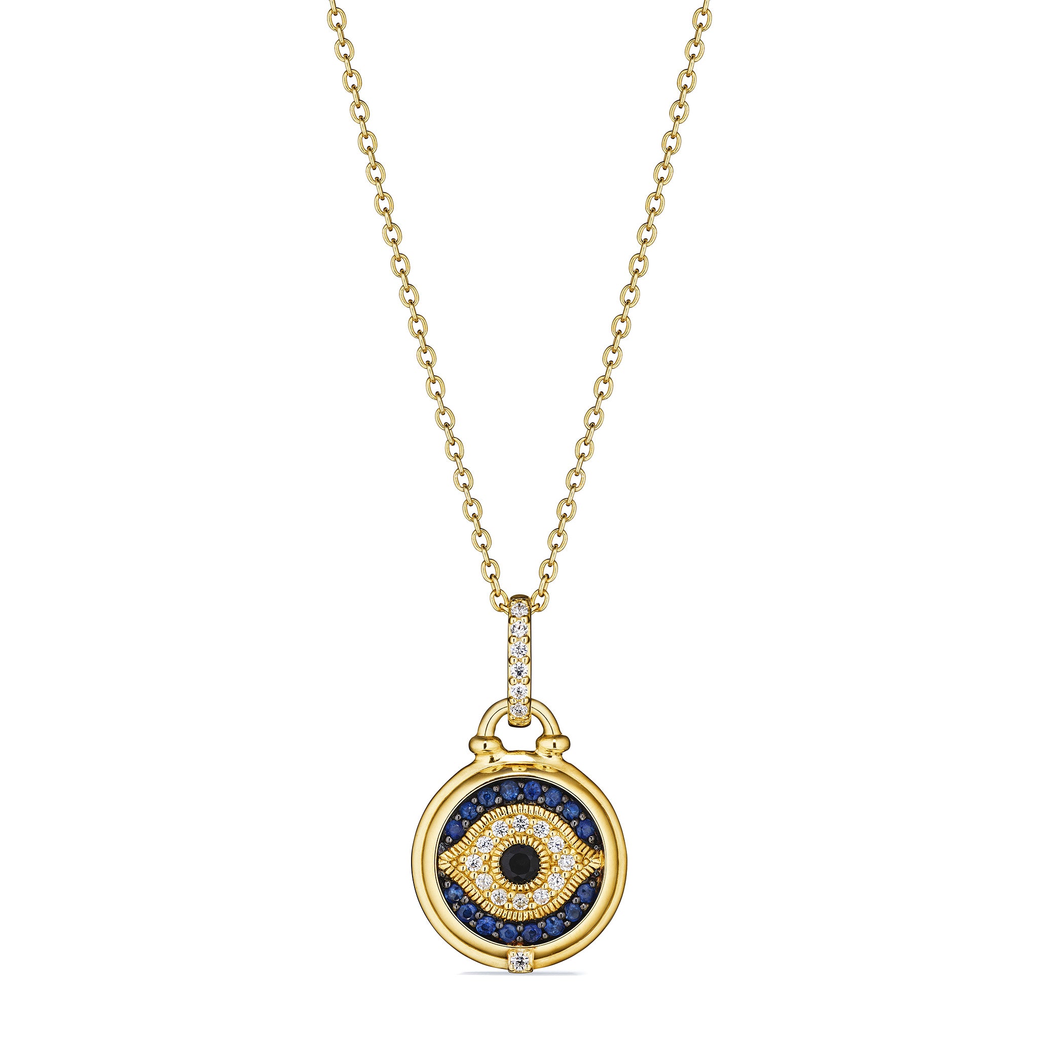 Judith Ripka Evil Eye Hamsa Pendant with Black Sapphire, Blue