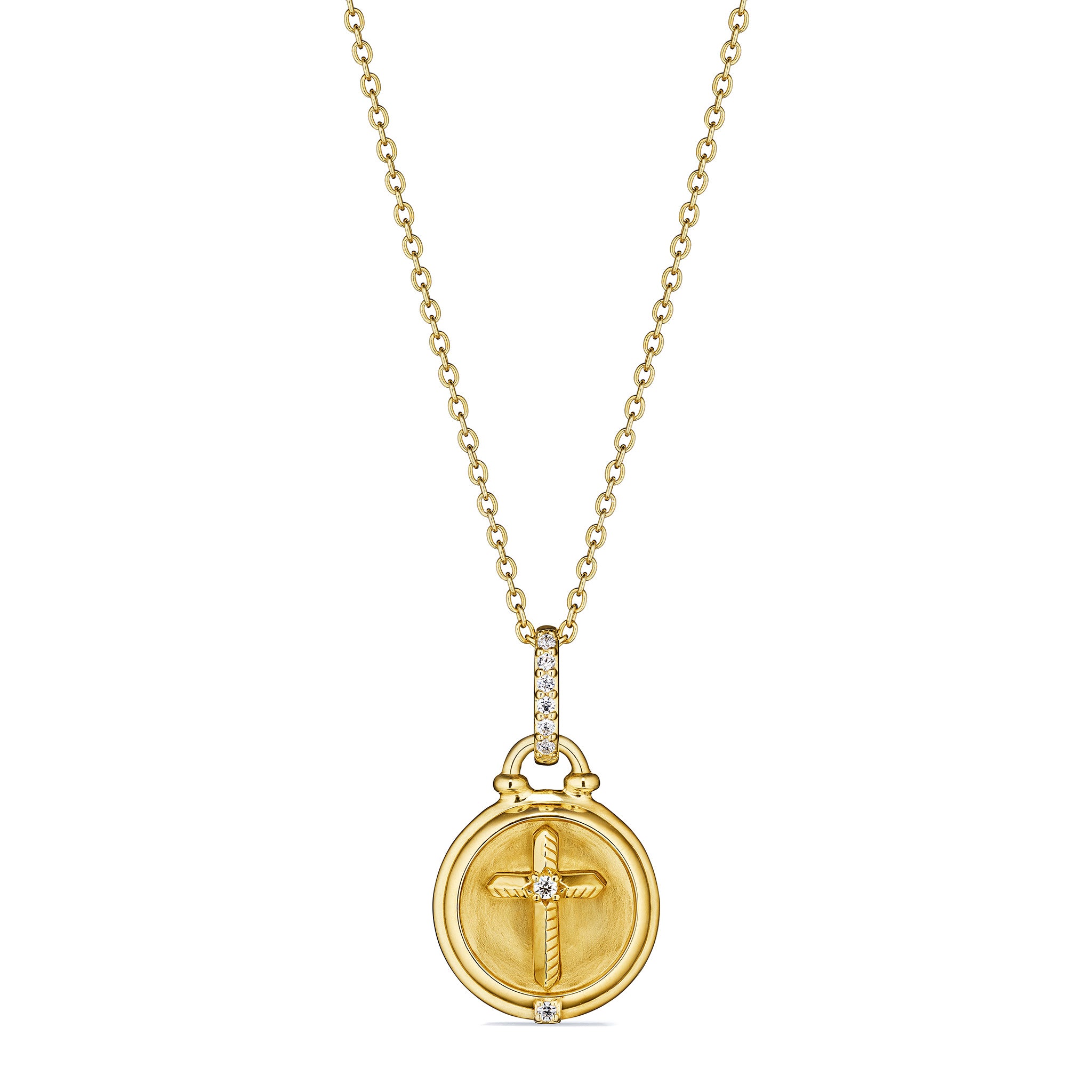 Little Luxuries Sun and Moon Medallion Necklace with Diamonds in 18K