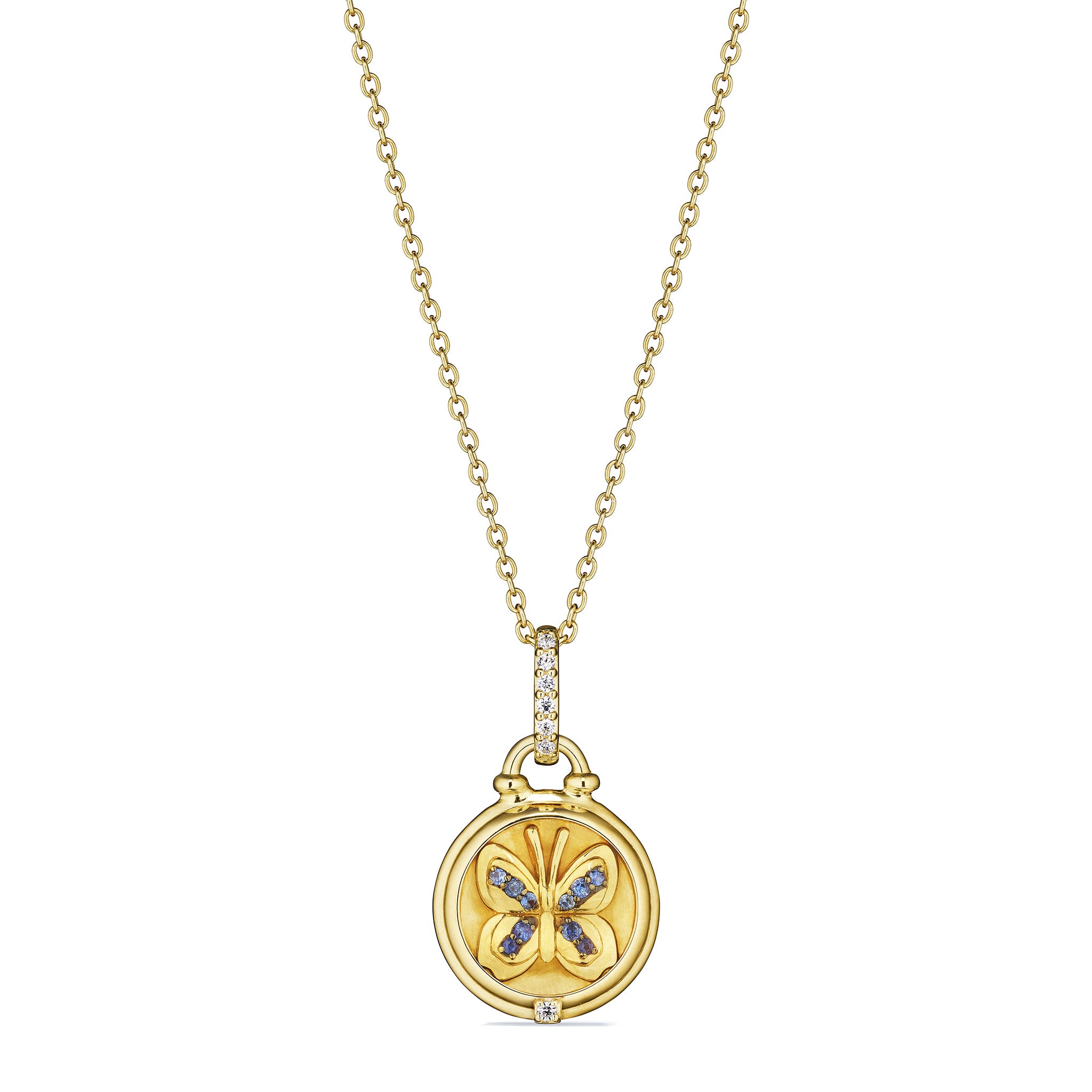 Little Luxuries Sunflower Medallion Necklace with Black Spinel and Dia