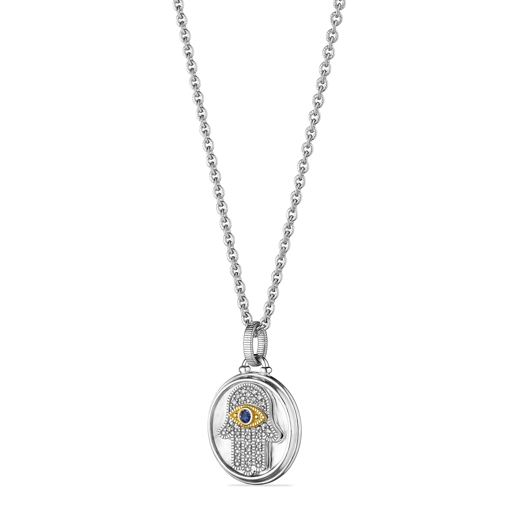 Judith Ripka Evil Eye Hamsa Pendant with Black Sapphire, Blue