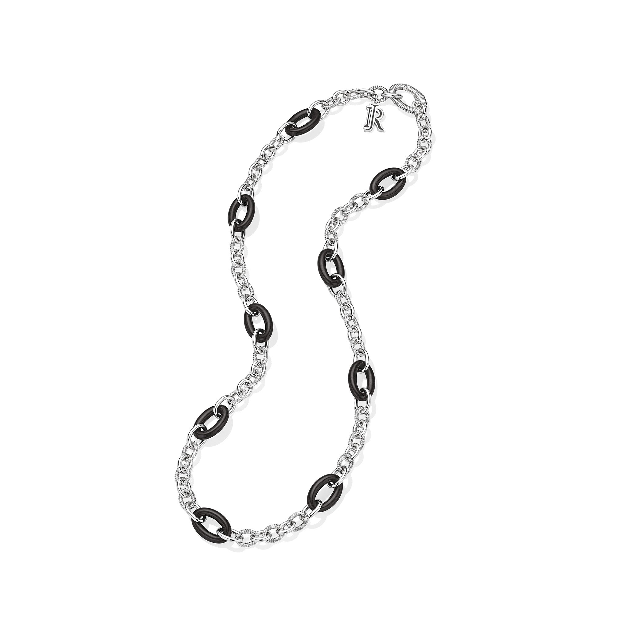 Eternity Long Signature Double Chain Necklace with Black Onyx