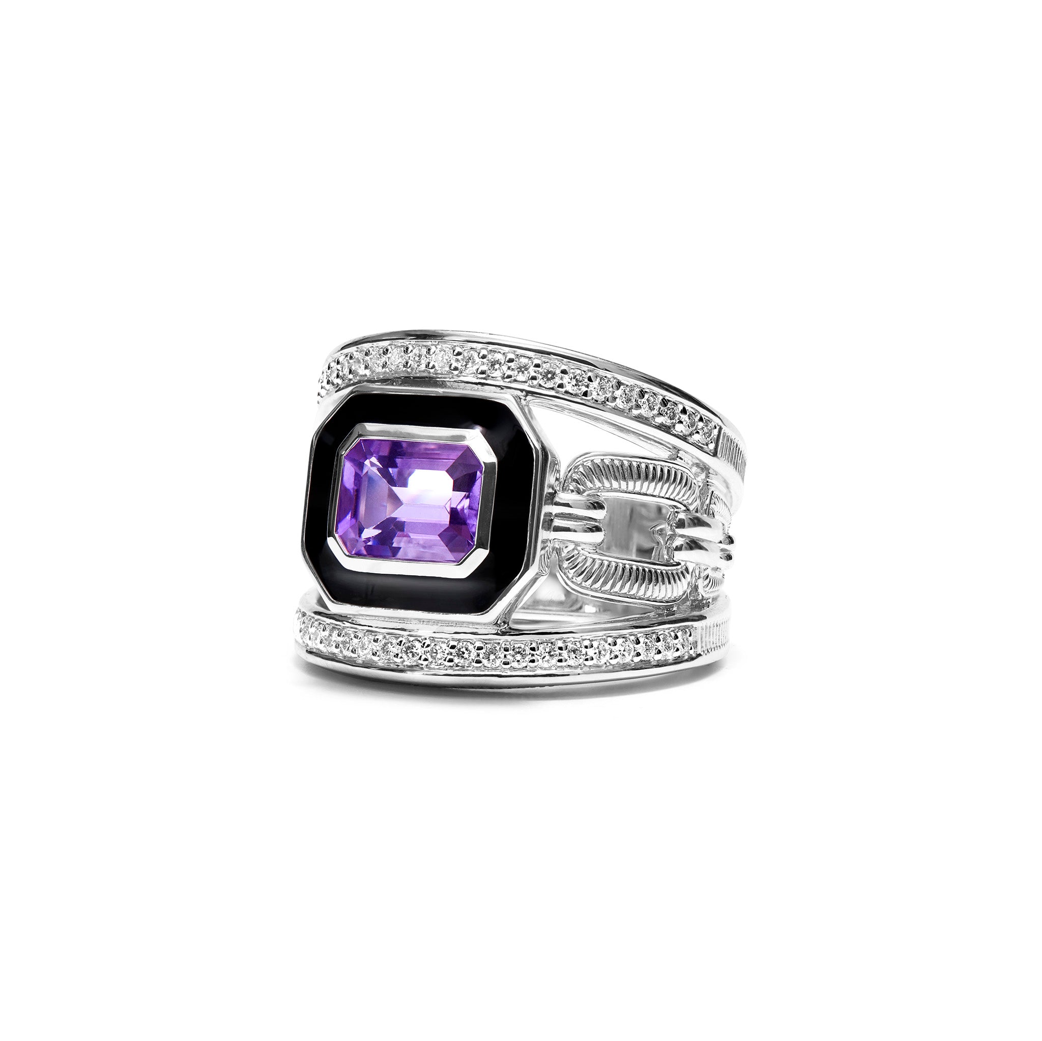 Adrienne Ring with Enamel, Amethyst and Diamonds