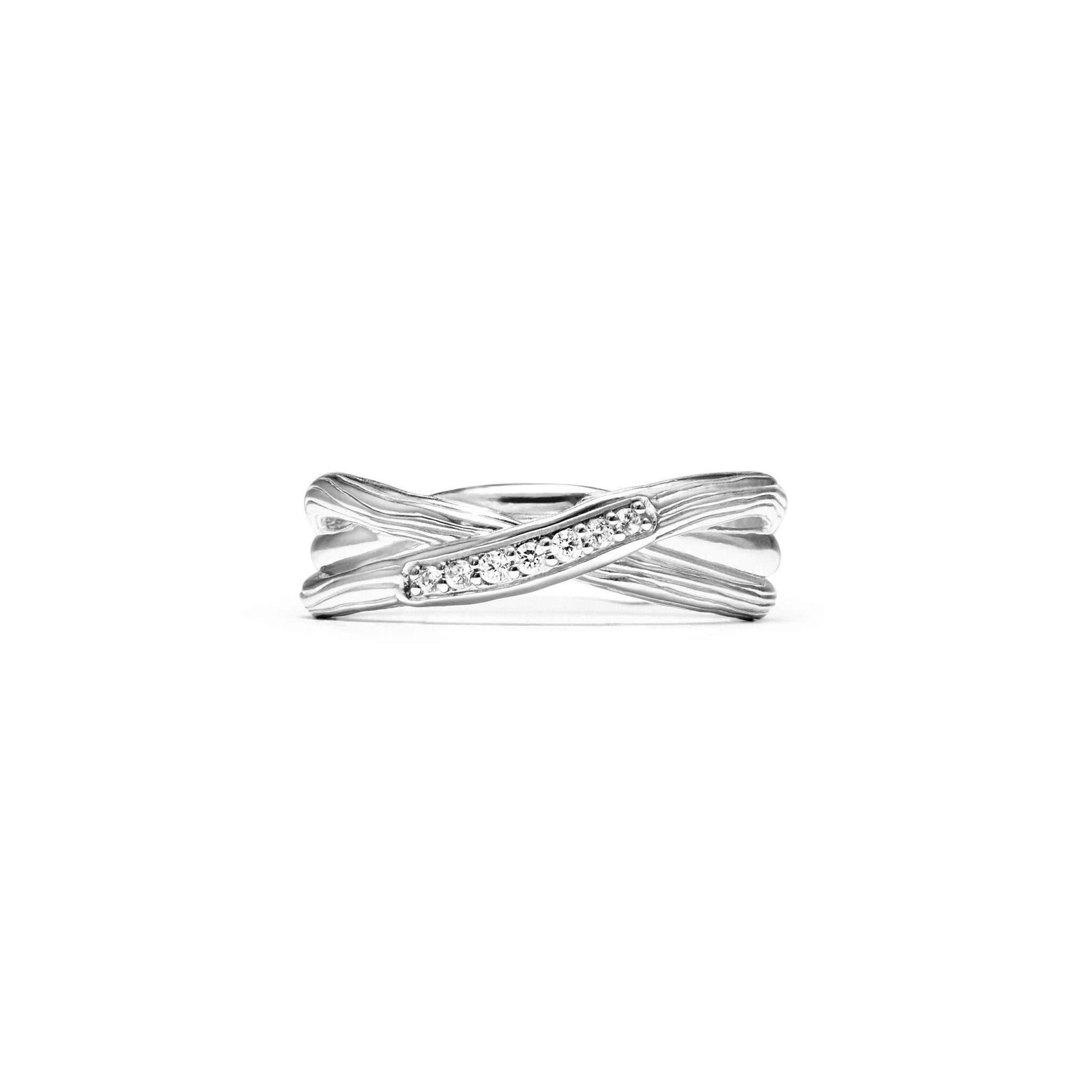 Image of Santorini Crossover Ring with Diamonds